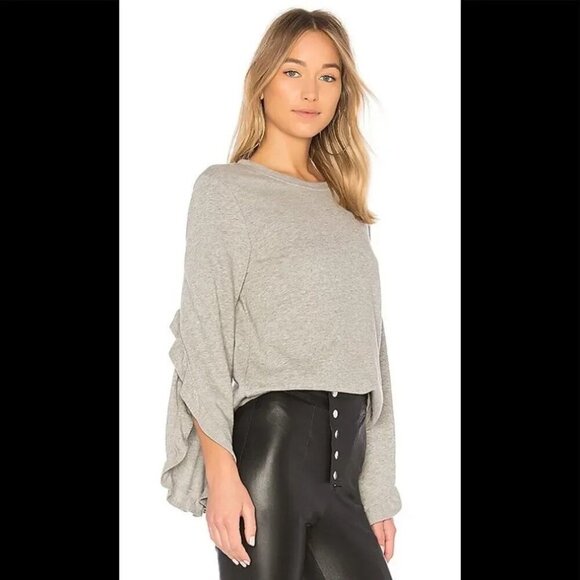 Alc Ruffle Sleeve Grey Sweater medium - Picture 8 of 12